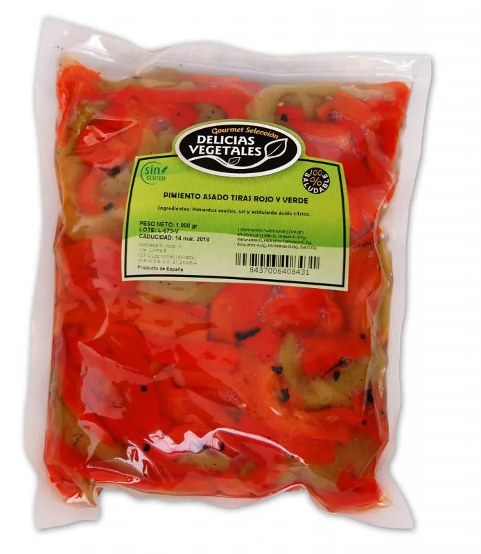 PIMIENTO TIRAS ROJO-VERDE B/300 GR. DELI