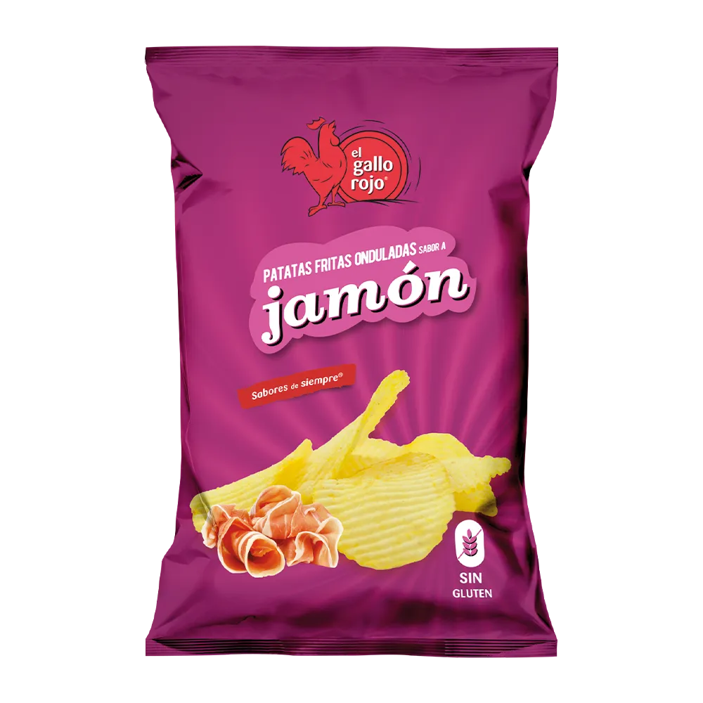 Papas AL Jamon Rizadas 500 GR Gallo Rojo