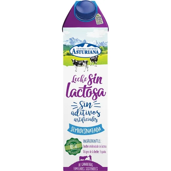 Asturiana Sin lactosa semi 1 L