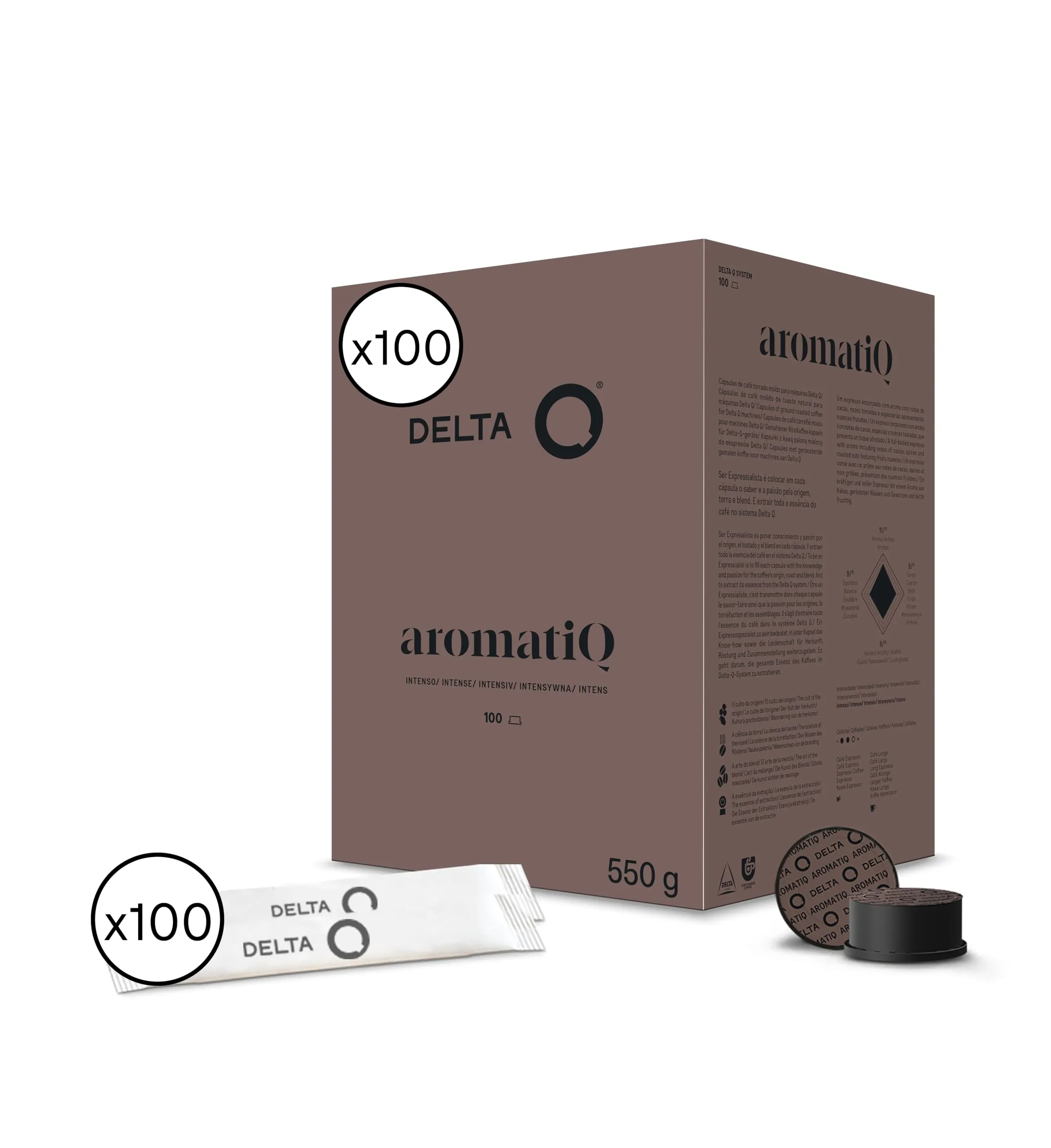 Cápsulas Delta Q Aromatic+Azúcar en pack de 100