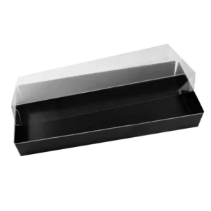 Caja Turrón Negro Bandeja PET 21x4.2+3.4 cm 100 u.