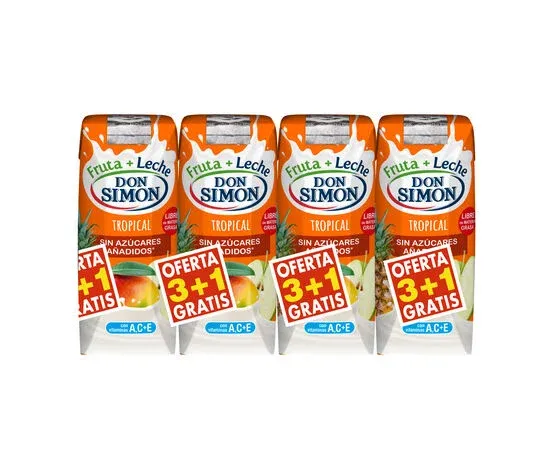 Don Simón Fru+leche Multifrutas sin azúcar 3+1x