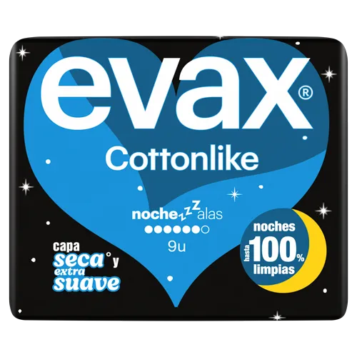 Evax Cotton Like Alas Noche 9 unidades