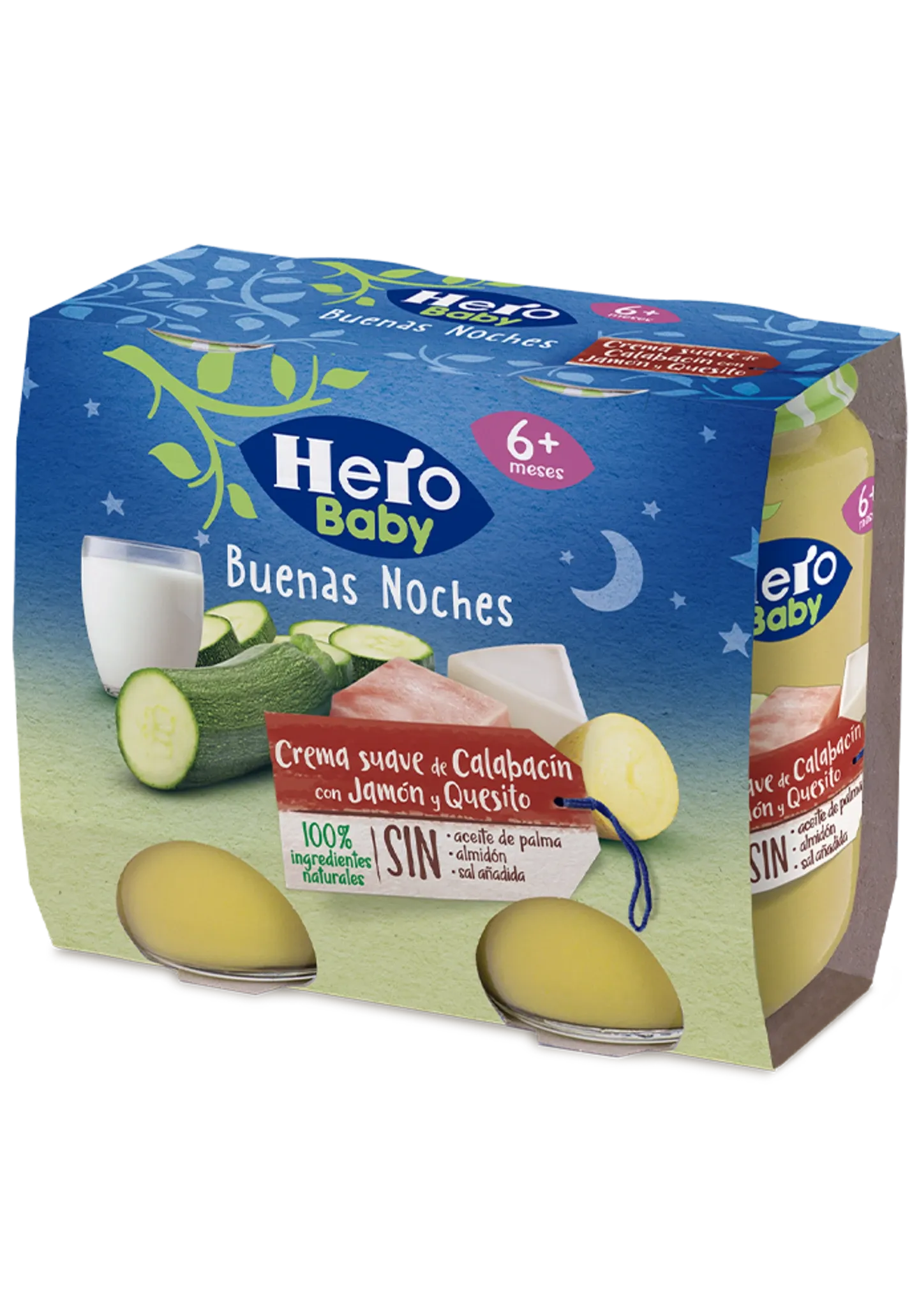Hero Buenas noches Calabacín, Jamón y Queso 2x190gr