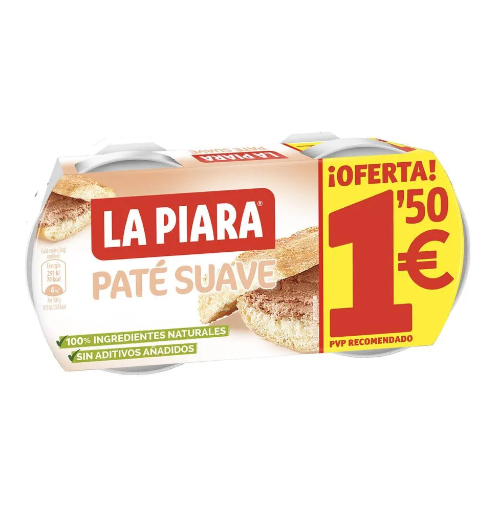 La Piara Paté atún suave pack 2x1,5 kg