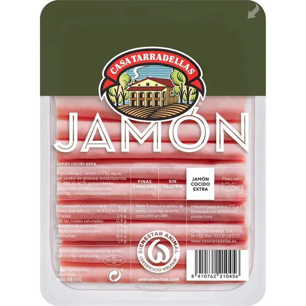 Tarradellas Jamón cocido lonchas finas 125 g